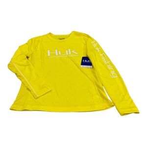 NWT HUK Yellow Long Sleeve Performance Wear Medium Shirt